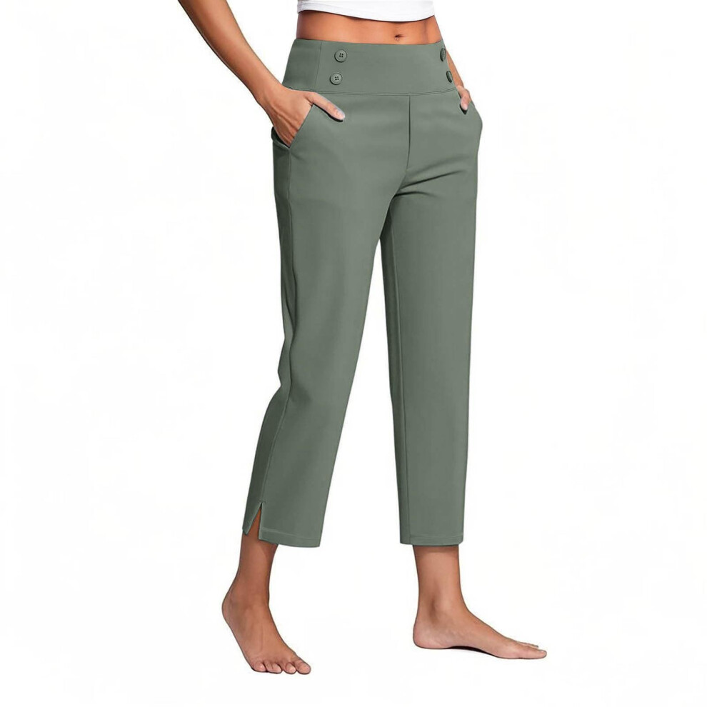 Womenâs  Work Pants High Waist Pull on Wide-Light Green XXXL