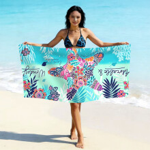 (亚马逊同款ST051, 70*140cm) Printed Microfiber Beach Towel, Quick Dry Absorbent Swimming Towel, Custom Logo Design Available Fast Drying