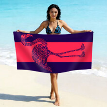 (亚马逊同款ST158, 75*150cm) Printed Microfiber Beach Towel, Quick Dry Absorbent Swimming Towel, Custom Logo Design Available Fast Drying