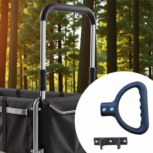 Folding Wagon Handle Replacement with Oval Clip, Ergonomic Push Handle for Garden Cart 2