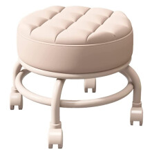 White PU Leather Rolling Stool with 360 Swivel Wheels for Garage, Gardening, and Home Tasks