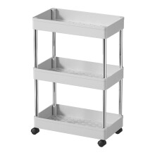 3 Tier Rolling Storage Cart with Utility Shelves, SpaceSaving Design and 360 Wheels for Kitchen Bathroom, White