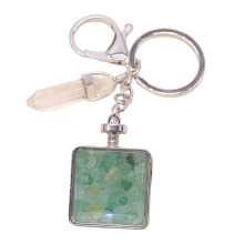 Natural Stone Diamonds Cut Keychain-green aventurine