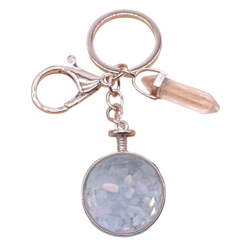 Practical Natural Stone Keychain Photo Frame-light blue