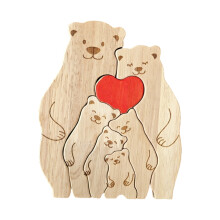 Personalisieren Sie das Bären-Familienpuzzle aus Holz, ein-6