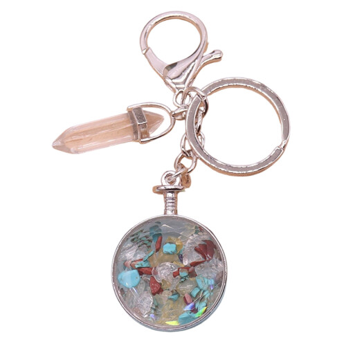 Practical Natural Stone Keychain Photo Frame-mixed colors