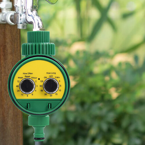 Garden Water Timer Automatic with Dual Dial Control, Battery Powered Irrigation Controller for Lawn and Balcony 2