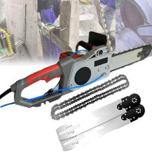 5000W Electric Concrete Chainsaw for Reinforced Concrete, Deep Wall Cutting Saw with Water Fed Dust Control, 2 Chains 2 Guide Bars