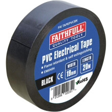 Faithfull FAITAPEPVCBK Black PVC Electrical Tape 19 mm x 20 m
