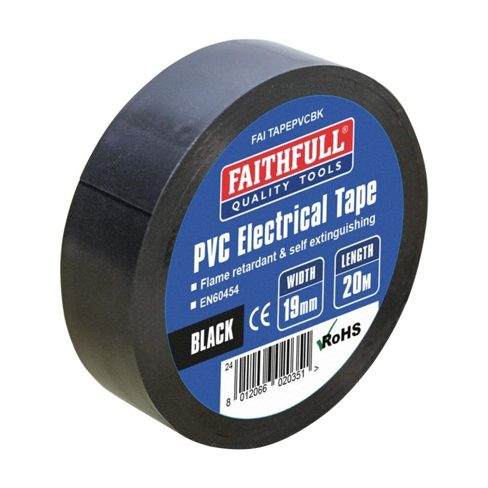 Faithfull Faitapepvcbk Pvc Electrical Tape 19 Mm X 20 M Black
