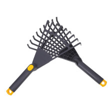2pcs Plastic Leaf Hand Rake with Ergonomic Grip, Lightweight Garden Leaf Rake for Lawn Cleanup