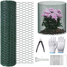 Garden Plant Protector PVC Coated Chicken Wire Mesh 16FT x16IN AnimalProof Fence for Rabbits and Squirrels