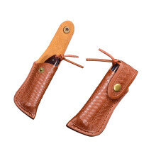 Vintage Leather Knife Sheath for Folding Knives, Secure Dual Locking Belt Holster with Durable Stitching