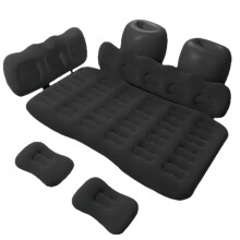 Car Air Mattress Inflatable Back Seat Bed with Pump and Pillows, DoubleSided Flocked Comfort for Camping Road Trips, Black