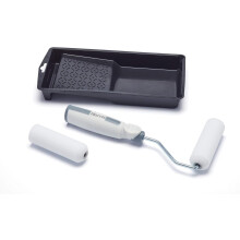 Harris Seriously Good Woodwork Mini Roller Set 4in, Tray, Roller Frame, Gloss Roller Sleeves