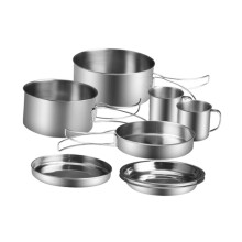 Lightweight Stainless Steel Camping Cookware Set with Compact Nesting Design for Outdoor Cooking