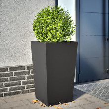 Metal Garden Planter Box 29.5 Inch Tall Square Steel UV Resistant Modern Design for Outdoor Plants