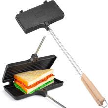 Double Campfire Pie Iron Sandwich Maker with Nonstick Surface and Removable Handles for Outdoor Camping Cooking