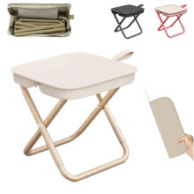 2 in 1 Foldable Backpack Stool with Storage Bag, Lightweight Portable Camping Chair 330lb Capacity Khaki