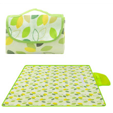 Extra Large Sandproof Waterproof Picnic Blanket Beach Mat for Camping Park Hiking, Foldable with Carry Bag, Green Leaf Design
