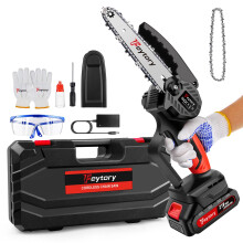 6 Inch Cordless Mini Chainsaw with Brushless Motor, 3.0Ah Battery, Fast Cutting for Tree Trimming and Wood