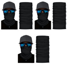 3 Pack Black Neck Gaiter Face Cover with Breathable Stretch Fabric UV and Wind Protection