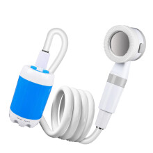 Portable Camping Shower Pump, USB Rechargeable Outdoor Shower with Dual Spray Modes and Long Hose for Camping Hiking RV (Blue)