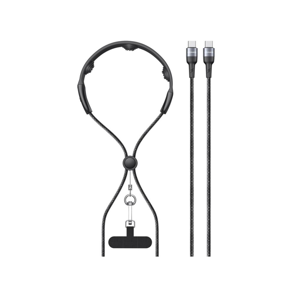 Usams Sj759 U89 100W Fast Data Charging Cable With Massager, Length: 1.4M(Black) Black 6485316832653