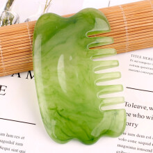 Resin Scraping Sheet Massage Facial Tendon Stick Beauty Salon Shave Board Acupuncture Pen, Color Classification: Emerald Green Meridian