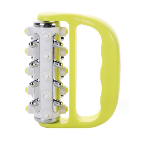 Handheld Curved Five-row Iron Column Roller Soothing Massager(Yellow)