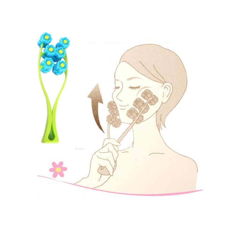 Manual roller face slimming massager, facial beauty device, double chin removal tool (blue)