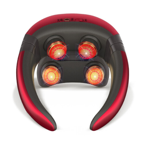 Four-head Shoulder and Neck Massager Pulse Neck Protector(Red) 1