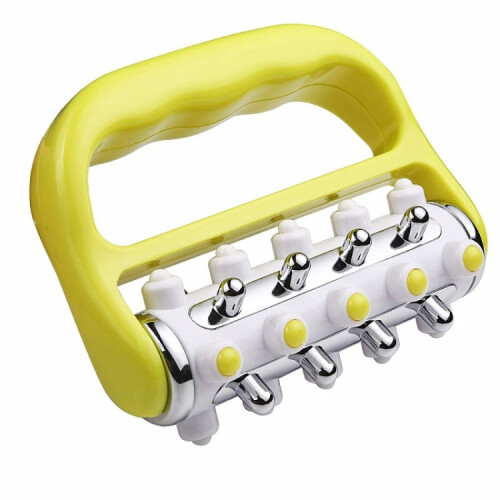 Handheld Curved Five-row Iron Column Roller Soothing Massager(Yellow) 1