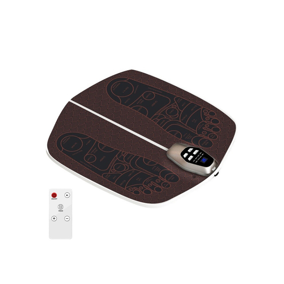 EMS Foot Massager Pad Foldable Pulse Foot Massage Mat Microcurrent Foot Physical Therapy With RC(Coffee)