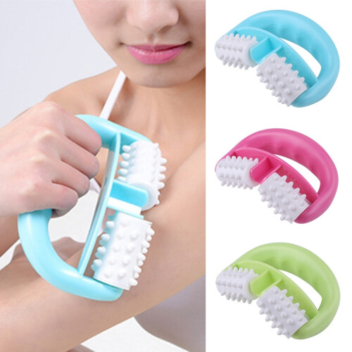 T9142 Plastic Manual Double-Wheel Massager with Round Handle (Red) 2