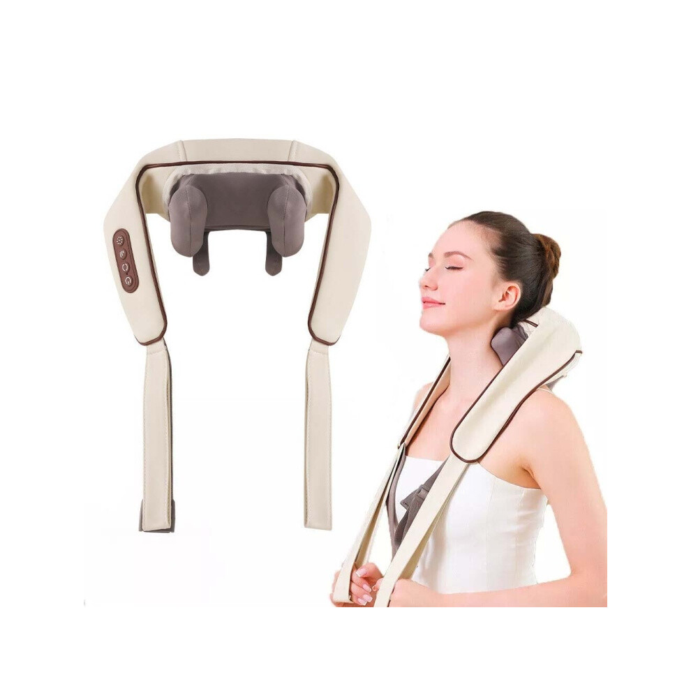 White Electric Neck And Shoulder Massager Shiatsu Back Neck Massager With Heat(White)