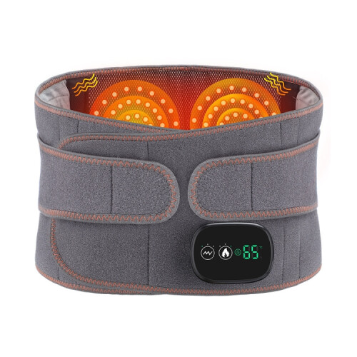 USB rechargeable red light heating massage waist support belt (gray)
