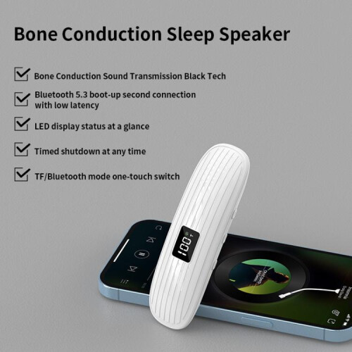 QY10-B Bone Conduction Bluetooth 5.3 Sleep Speaker(White) 1
