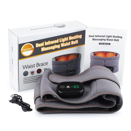 USB rechargeable red light heating massage waist support belt (gray) 1