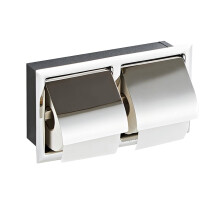 Recessed Toilet Paper Holder White, Waterproof Double Roll Wall Mounted Tissue Holder for Bathroom