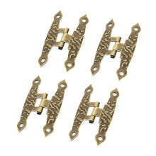 4 PCS Antique HShaped Galvanized Iron Door Hinges, CorrosionResistant Hardware for Wooden Boxes and Gift Cases