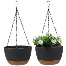 2 Set Hanging Planters with Water Tray Drainage, Wall Plant Holders for Indoor Outdoor Decor