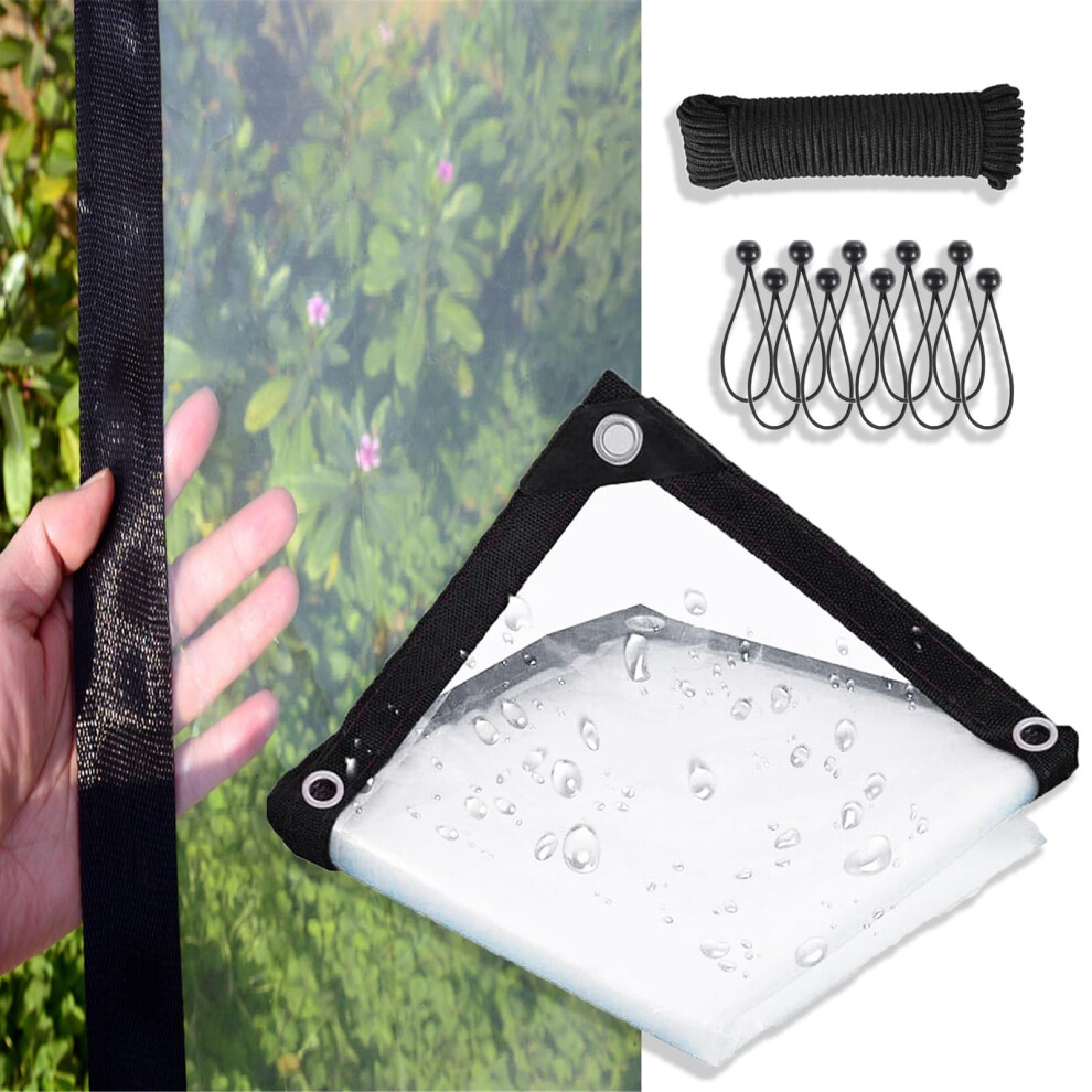 Clear Heavy Duty Tarp 8X15 Ft Waterproof Pvc Tarpaulin, Transparent Uv Resistant Cover For Patio, Garden And Greenhouse 9351714475327