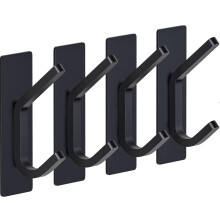 Black Stainless Steel Self Adhesive Bathroom Towel Hooks 4pcs Rustproof Waterproof Wall Mounted Hangers
