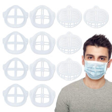 12 PCS 3D Face Mask Bracket Silicone Support Frame for More Breathing Space and Lipstick Protection