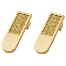 Chinese Style Brass Cabinet Knobs 2Pcs Solid Brass Drawer Handles Gold Hand‑Polished Smooth Finish