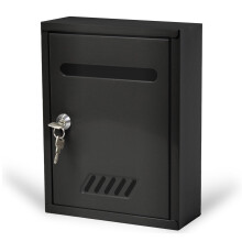 Wall Mounted Locking Mailbox Black Metal Weatherproof Secure Large Capacity for Home and Office