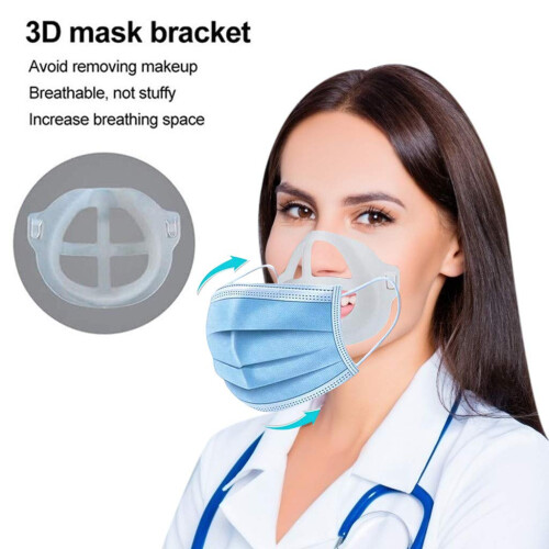Face Mask Bracket Silicone Support Frame 3D Design for Extra Breathing Space Reusable Washable 6PCS 1