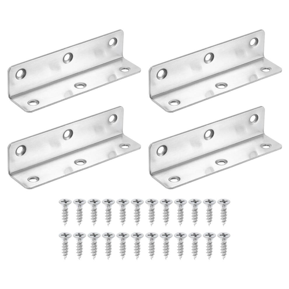 4Pcs Heavyduty L Brackets Silver Corner Braces For Wood Shelves Furniture, Rustresistant Finish 9351714475655