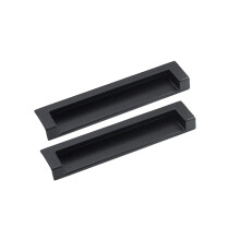 Recessed Door Handle Black Zinc Alloy Flush Pull Handle for Sliding Cabinet Doors 128mm Concealed Design